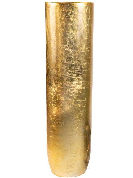 Hohe, zylindrische Bodenvase mit Blattgold-Optik