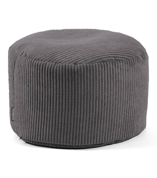 mokebo Pouf oder Sitzhocker aus Cord 'Der Faule Lenz', Fußhocker in Anthrazit mit EPS-Perlen Füllung