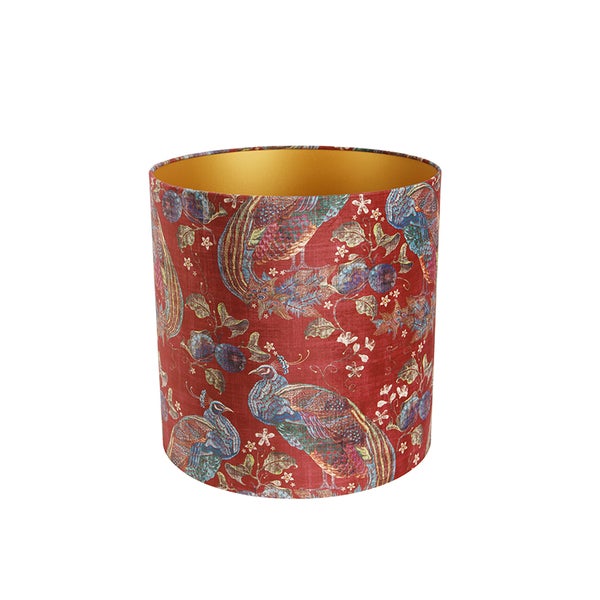 Velour Lampenschirm Pfau Design 40/40/40 Gold innen