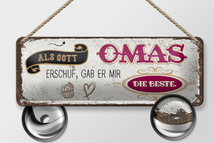 Blechschild Spruch Gott gab mir die beste Oma 27x10cm Dekoration
