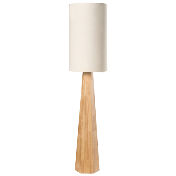 Stehleuchte mit Holzfuß und Lampenschirm