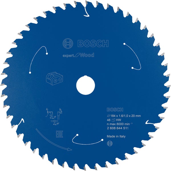 Bosch Kreissägeblatt Expert for Wood für Akku-Handkreissägen 184 x 1,6 x 20 mm 48 - 2608644511