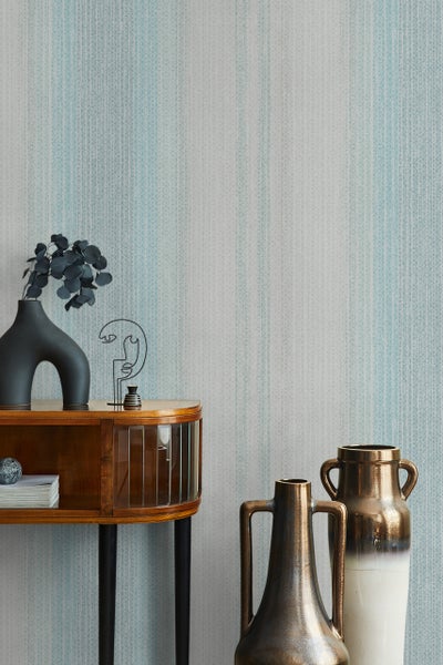 Tapete Beige Grün Streifen Klassisch für Wohnzimmer Schlafzimmer MADE IN GERMANY 10,05 x 0,53m