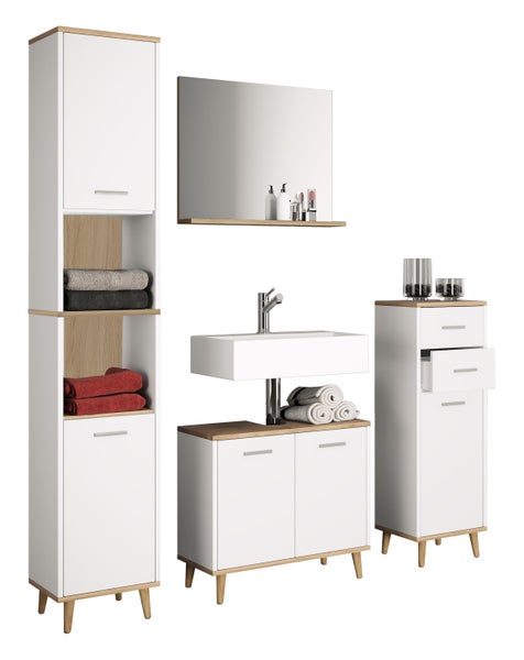 4-tlg. Komplett Badmöbel Badschrank Set Landos l