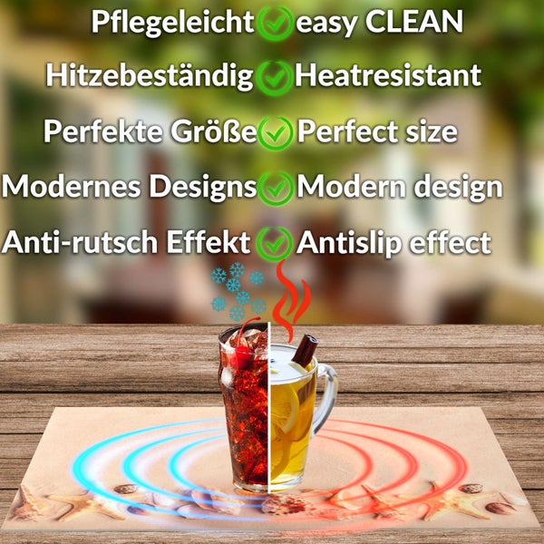 Platzset pflegeleicht hitzebeständig perfekte Größe modernes Design Anti-Rutsch-Effekt für Heißgetränke und Kaltgetränke.