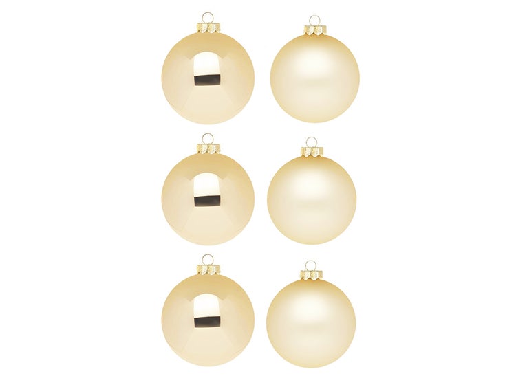 LAALU Set Weihnachtsdekoration 6 Stück: Dekorationen rund Creme Mix 10 cm