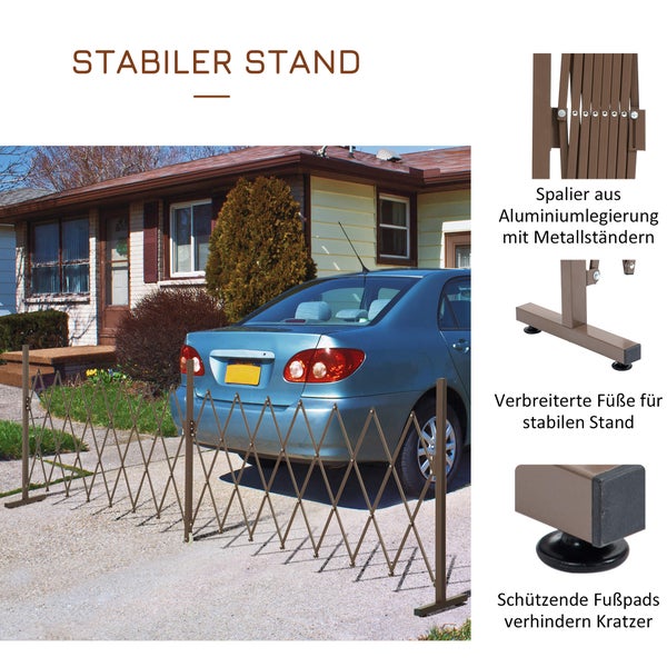 Outsunny Scherengitter, Absperrgitter, ausziehbar, 52-405 cm, H103,5 cm, Alu, Braun