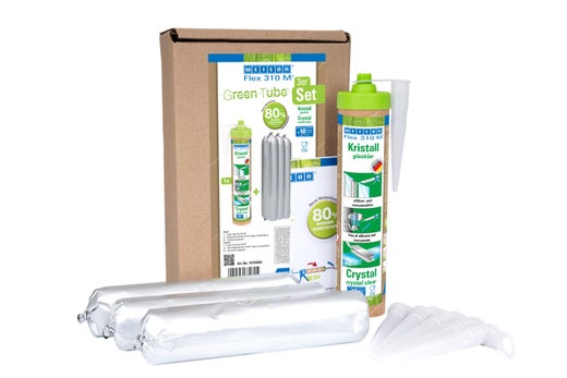 Mitto Flex 310 M Kristallglasklar Dichtstoff Set mit Karton, Kartusche, drei Beuteln und mehreren Düsen