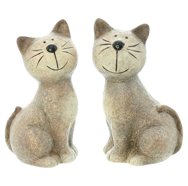 FRANK FLECHTWAREN | Figur Katze, 2er Set, TERRACOTTA, 10 x 7,5 x 16,5 cm