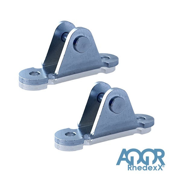 Torbänder aus Metall für Zauntore, Set von 2 Stück. AQOR Rhedexx Logo.