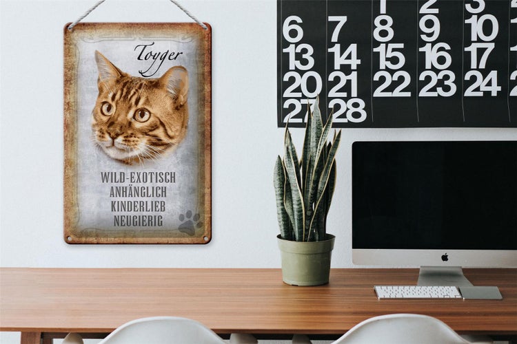 Blechschild Spruch 20x30cm Toyger Katze Schild