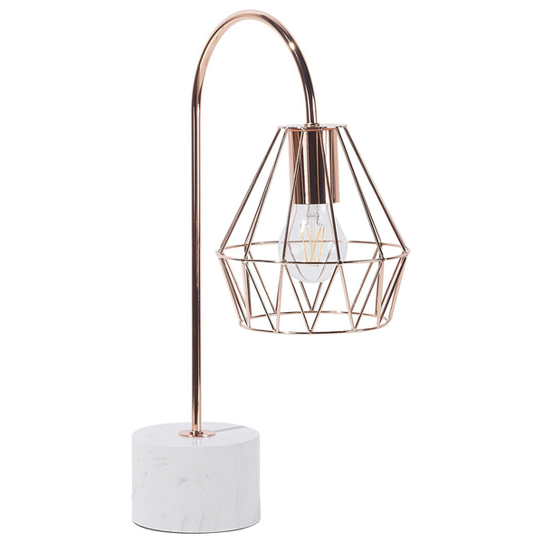 Tischleuchte mit geometrischem Lampenschirm und Marmorfuß