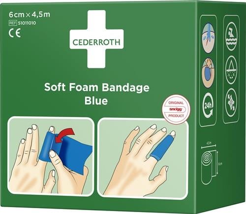 Cederroth Softschaumverband Blau, 6 cm x 4,5 m, Verpackung