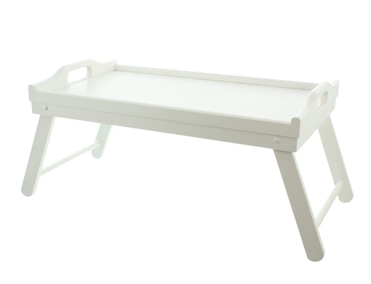 FRANK FLECHTWAREN | Tablett Simply White mit Füßen, HOLZ, 30 x 50 x 25 cm