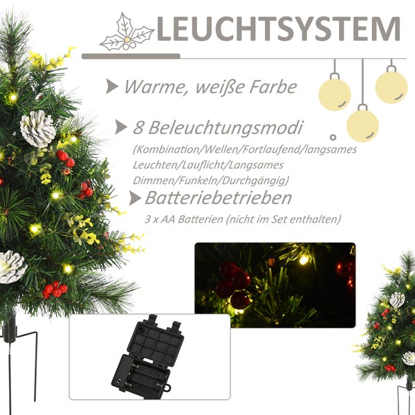 HOMCOM 2-er Set Weihnachtsbäume, Ø33 x 75 cm, PVC, Grün