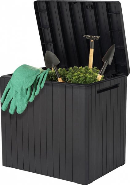 PROREGAL Gartenbox LxBxH 44 x 58 x 55 cm 113 Liter Stauraum PlatzKissenbox mit Deckel Grau Anthrazit