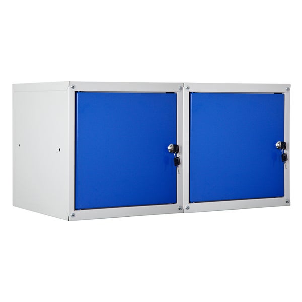 PROREGAL Mega Deal 2x Schließfachwürfel Cubic HxBxT 35 x 35 x 35 cm Grau-Blau