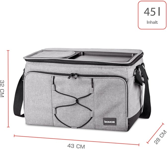 Bomoer Kühltasche mit 45 Liter Fassungsvermögen, Maße 43 mal 32 mal 28 Zentimeter, ideal für Ausflüge und Picknicks.