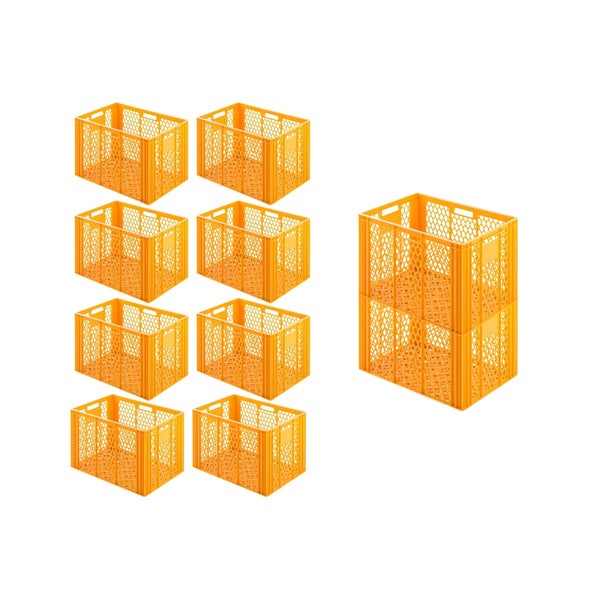 PROREGAL SparSet 10 x Eurobehälter Bäcker- und Konditorenkasten HxBxT 42,1 x 40 x 60 85 Liter Gelb-Orange Brötchenkiste Sstapelbare Bäckerkiste
