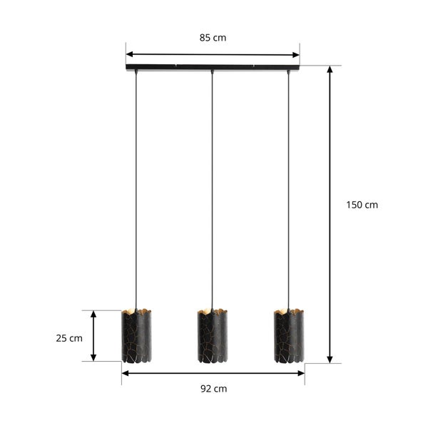 Lindby Pendelleuchte Aralena (Modern) in Schwarz aus Metall (3 flammig, E27) - Deckenlampe Esstischlampe Hängelampe Hängeleuchte Wohnzimmerleuchte