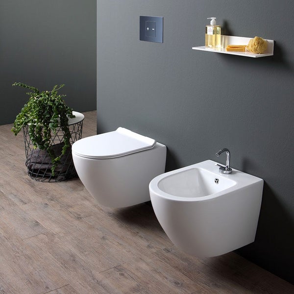 Wand-WC ohne Spülrand + WC-Sitz und Bidet | Folk