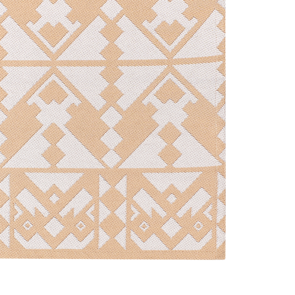 Flachgewebter Teppich mit geometrischem ethnischem Muster.