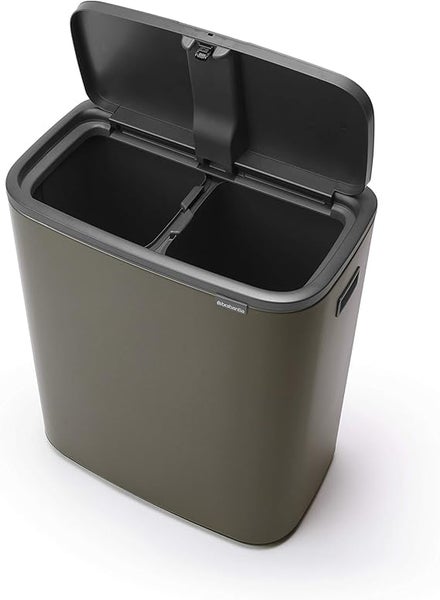 Brabantia Hochwertiger Abfallsammler Mit Touch Öffnung 2 x 30 Liter HxBxT 65,6 x 54,5 x 31 cm Platin