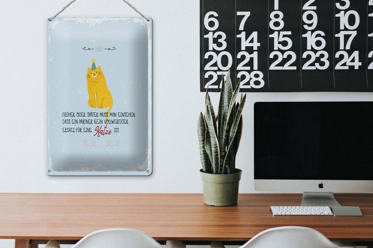 Blechschild Spruch kein Ersatz für eine Katze 20x30cm