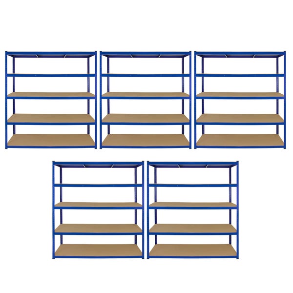 5 x Extra breite T-Rax Lagerregale 180cm x 160cm x 60cm - Blau