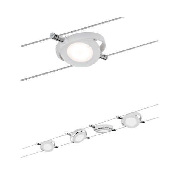 LED Seilsystem RoundMac Basisset 4x200lm 4x4,3W 2700K 230/12V Weiß matt