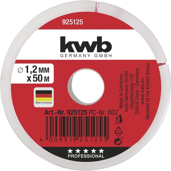 kwb Maurerschnur 50M, Stärke 1 2mm, Richtschnur in Rot  Längen und Stärken