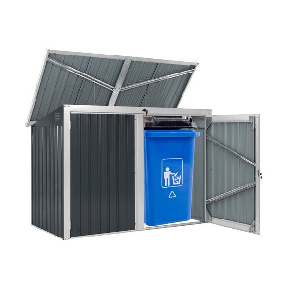 Home Deluxe - Mülltonnenbox BASURA L - Maße 190 x 101 x 134 cm, Raumfläche 1,5 m² - für 1x 240 L + 2x 120 L Mülltonnen I Mülltonnenbox, Gartenbox