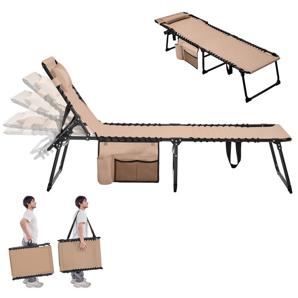 Verstellbare, faltbare Liege mit Seitentasche und Tragefunktion