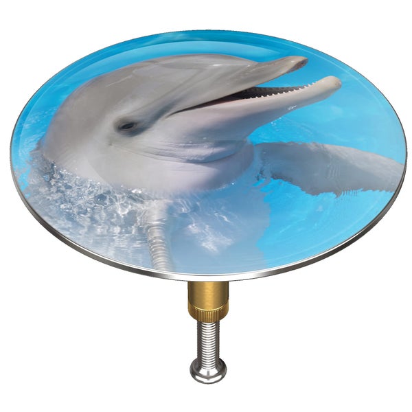 M. ROSENFELD HOME Badewannenstöpsel mit Motiv Delfin - Delphin - Stöpsel Badewanne 72mm Universal Badewannenstöpsel aus Messing mit Doppel Dichtung