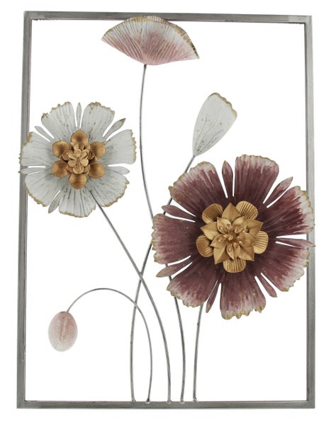 FRANK FLECHTWAREN | Wanddeko Metallblüte, METALL, ca. 38 x 50 cm