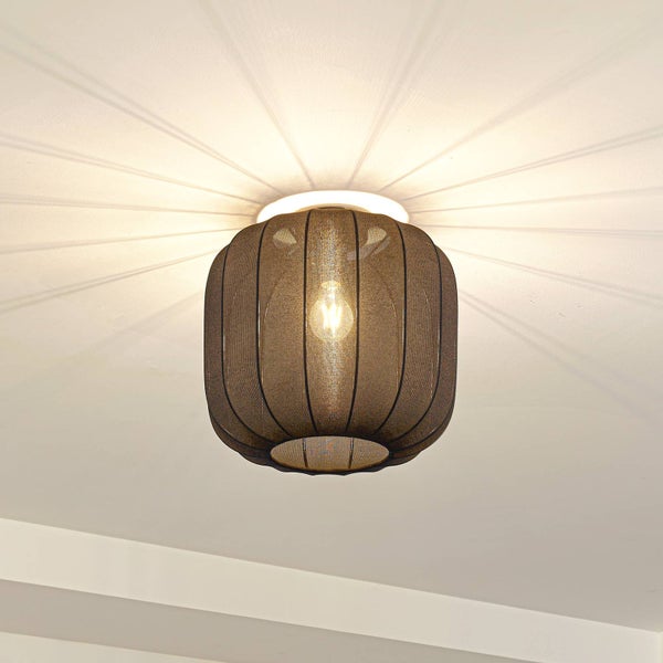 Lindby Deckenlampe Helin (Skandinavisch) in Schwarz aus Textil (1 flammig, E27) - Deckenleuchte Lampe Wohnzimmerleuchte