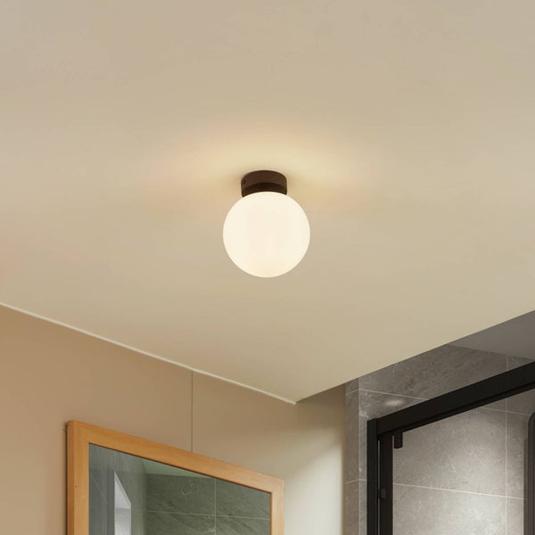Lucande Deckenlampe Bidolo (spritzwassergeschützt in Schwarz aus Metall (1 flammig, E14) - Bad Deckenleuchte Lampe Badezimmerleuchte