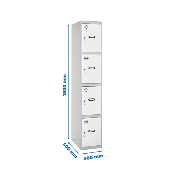 Stahlschrank mit vier Fächern und den Maßen 1800 mm x 500 mm x 400 mm