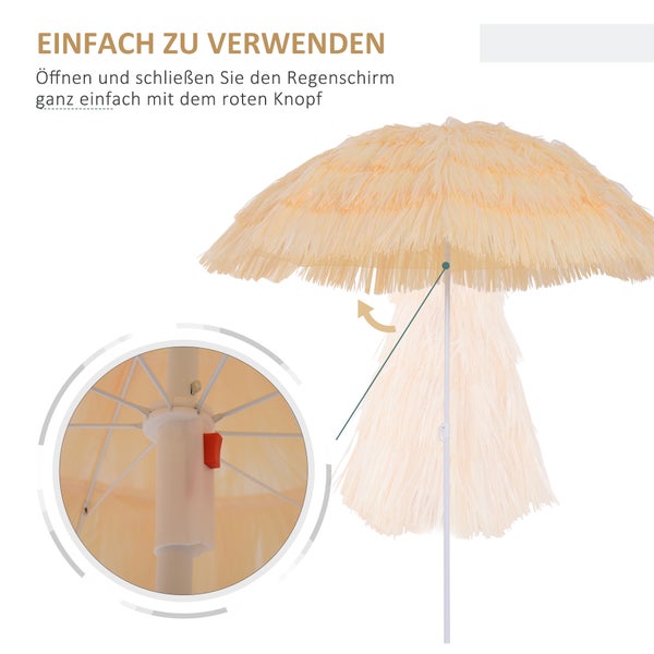 Outsunny Sonnenschirm Strand Ø160cm windfest stabil Strandschirm höhenverstellbar und neigbar UV-Schutz sturmfest Balkon-Schirm faltbarer Gartenschirm für Reisen, Strand, Balkon Beige