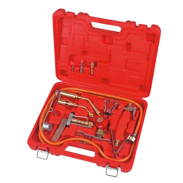 Löt- und Schweißgarnitur im roten Werkzeugkoffer