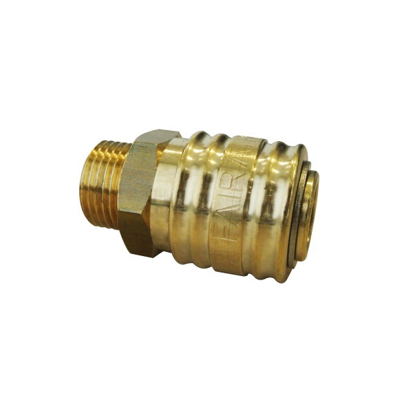 FAIRAIR Schnellkupplung SK-7,2-3/8A, NW 7,2 G 3/8 außen, Messing blank, einhändig bedienbar, FA60002