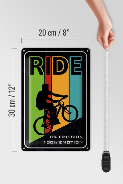 Blechschild Spruch 20x30cm Ride Bike Fahrrad 0% Emission