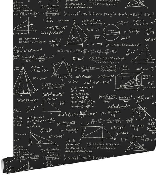 ESTAhome Tapete mathematische Formeln Schwarz - 53 cm x 10.05 m - 128230