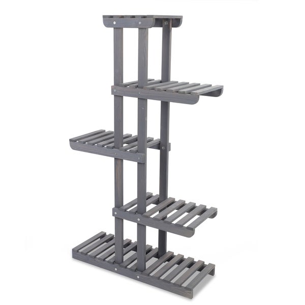 Blumenständer FLORACK HxBxT 117x68x25cm 6 Ablagen Kieferholz Grau