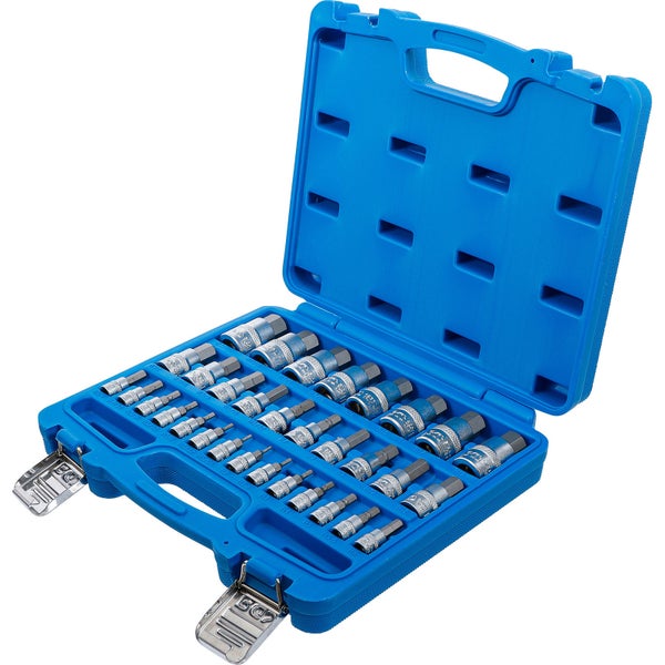 BGS Bit-Einsatz-Satz Antrieb Innenvierkant 6,3 mm (1/4) / 10 mm (3/8) / 12,5 mm (1/2) Innensechskant 2 - 19 mm / 1/4 - 9/16 Metrisch und Zollgrößen 32tlg. - 74258