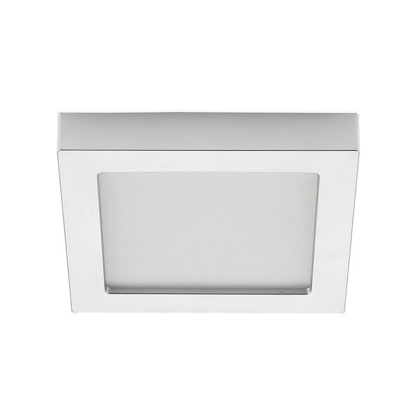 Quadratische LED-Aufbauleuchte mit Metallrahmen und weißem Diffusor.