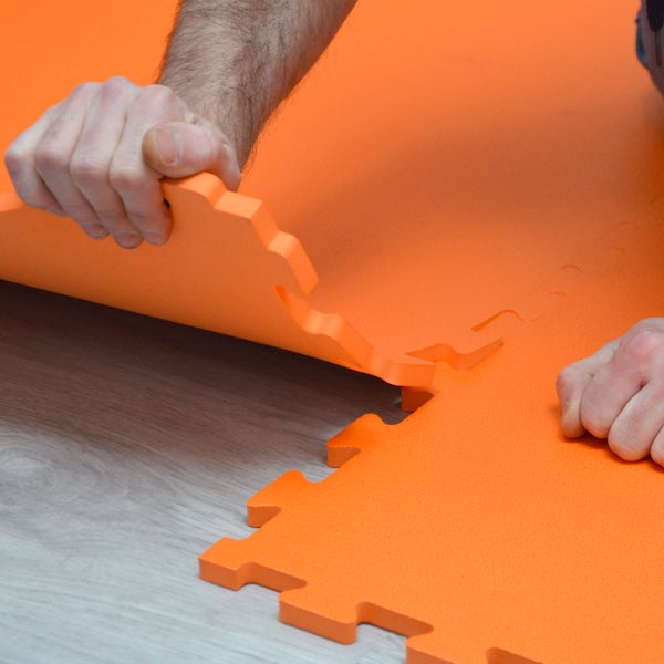 180x180 XL Trainingsmatte mit Rand - 4er Set 90x90 Bodenmatte Orange