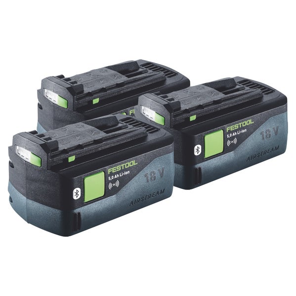 Festool Akku Set 3x BP 18 Li 5,0 ASI Akku 18 V 5,0 Ah / 5000 mAh Li-Ion ( 3x 577660 ) Bluetooth mit Ladestandanzeige