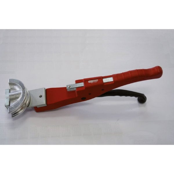 Rotes KS Tools Spannwerkzeug für Edelstahl-Kabelbinder mit manuellem Schneidmechanismus.