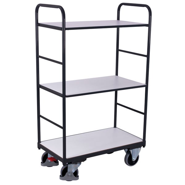Etagenwagen mit drei Ablageflächen und Rollen